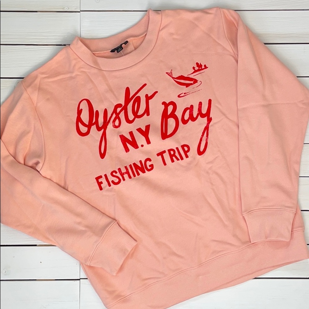 NWOT J Crew Sweatshirt Oyster Bay Crew Neck Orange size Small